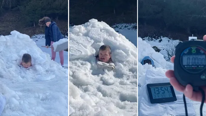 Récord mundial entre la nieve: enterrado por más de dos horas con el cuerpo descubierto