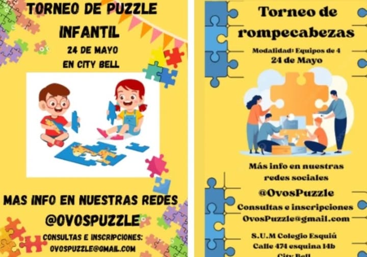 Sabado 24 de mayo 2do torneo de armado de rompecabezas 