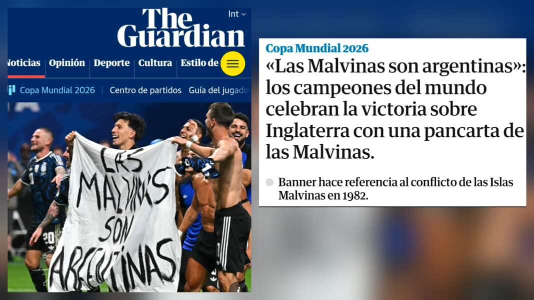 Qué mirada eligió la prensa inglesa sobre la pancarta de Malvinas en nuestra victoria