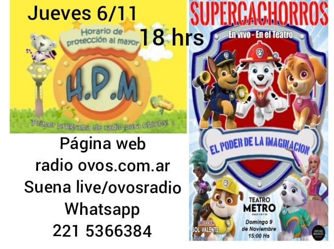 A las 18 h los chicos tienen un espacio en Radio Ovos!! :H.P.M