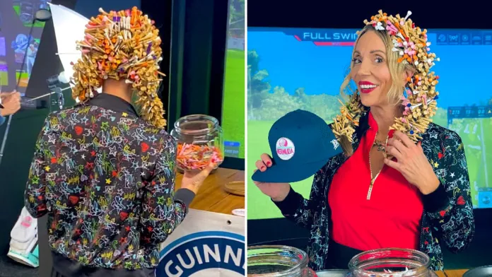 Récord mundial por la mayor cantidad de tees de golf en el cabello